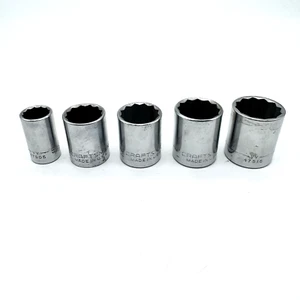 Lot 5 Craftsman Socket 1/2" Drive 5/8 7/8 15/16 1 1/16 SAE 12pt Vtg VV Made USA - Picture 1 of 24