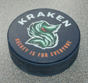 Seattle Kraken Hockey Is For Everyone Green Night 2022-23 Puck - Picture 1 of 3