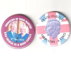 Rey Carlos III y Reina Camilla día de coronación 2023 - par de insignias de alfiler real - Imagen 1 de 1