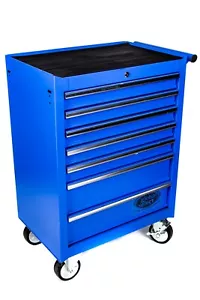 Professionelle Werkzeugkiste Rollschrank 7 Schubladen mit kugelgelgelagerten Läufern - blau - Bild 1 von 12
