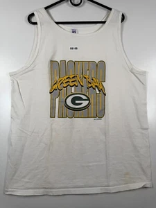 Vtg Logo 7 Mens Green Bay Packers Graphic Tank Top White Sz XL 22.5x30 USA - Picture 1 of 20