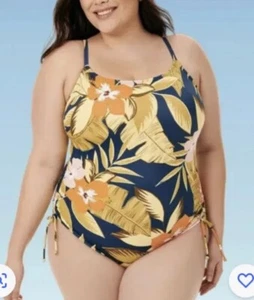 Beach Betty Hawaiian Tropical One-Piece Swimsuit Women’s Plus Size 2X NWT - Picture 1 of 12