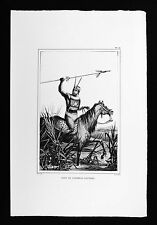 Debret Brazil Print - Chef de Charruas Sauvages - Indian Chief on Horse w. Spear