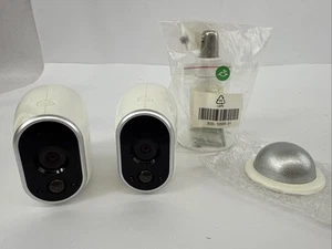 2 NETGEAR ARLO VMC3030 Indoor/Outdoor Security Cameras with Mounts Untested - Picture 1 of 15