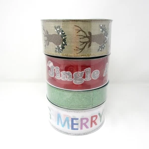 Members Mark Christmas Wired Ribbon 50 yards 2.5" Lot of 4 200 yards total - Picture 1 of 11
