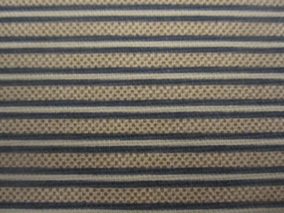 Upholstry Fabric Screen Print  by Richloom 2011 Stripe Blue White Tan BTYx 54 - Image 1 of 4