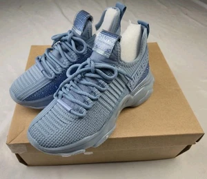 Steve Madden Maxima R Chunky Rhinestone Sneakers Blue Knit Mesh Platform Trainer - Picture 1 of 17