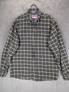 Wrangler Flannel Shirt Size Medium Green Plaid Cotton Long Sleeve Lumberjack  - Picture 1 of 10