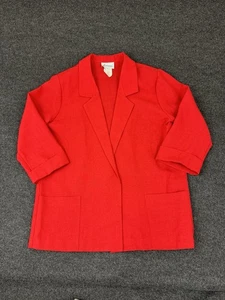 Vintage Joanna Red Blazer Granny Costal Linen Style Jacket Y2K Preppy - Picture 1 of 7