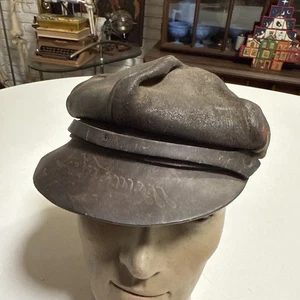 70er Jahre Leder Zeitungsjungen Cap Boho Hippie - Bild 1 von 9