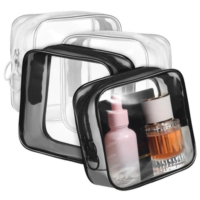  4 Pcs Clear Zipper Pouches Travel Makeup Bag Clear Storage Bags Travel Pouches - Image 1 of 4