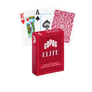 COPAG 1546 ELITE 100% PLASTIC PLAYING CARDS JUMBO INDEX POKER SIZE RED NEW - Picture 1 of 8