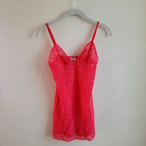 Victorias Secret Small Pink Lace Slip Dress Lingerie V Neck Sheer Sexy Babydoll - Picture 1 of 12