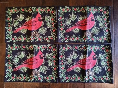 4 NWT St Nicholas Square Holiday Cardinal Black Tapestry Placemats +2 Used READ - Image 1 of 4