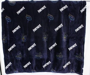 Fortnite Character Fleece Blanket 40" x 50" Soft Navy With Character and Logo - Picture 1 of 2