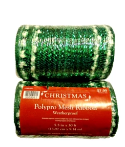 Polypro Mesh Ribbon 5.5"X30' Metallic Green Snowdrift Wreaths Bows More NEW - Picture 1 of 2