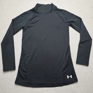 Under Armour Fitted Compression Shirt Youth Large YL Long Sleeve Black Coldgear - Picture 1 of 10