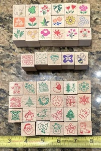 Posten 46 Holz Stempel Weihnachten Blumen Biene Schmetterling 3/4" - Bild 1 von 8