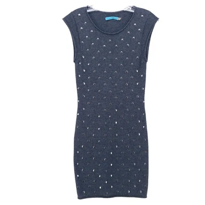 Alice + Olivia Studded Sleeveless Wool Cashmere Knit Dress Charcoal Gray SMALL - Image 1 of 4