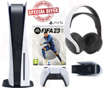 Sony PS5 Fifa 23 + HD Cam + Cuffie 3D PlayStation 5 Console Wireless telecamera - Immagine 1 di 4
