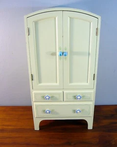 American Girl Doll Purple Flower Accents Wood Armoire Wardrobe Closet Mirror - Picture 1 of 6