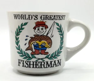 Vintage Papel Worlds Greatest Fisherman Coffee Tea Mug Fishing Fish - Picture 1 of 8