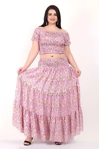 Lotto misto abito donna due pezzi coord set spalle scoperte top e gonna stampata svasata - Foto 1 di 16
