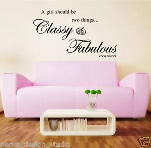 EDLE FABELHAFTE WANDZITATE WANDAUFKLEBER AUFKLEBER WANDKUNST ZITAT Coco Chanel Neu47 - Bild 1 von 4