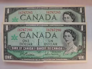 1954 Canada $1 Dollar HRH Queen Elizabeth II O/O6787286/285 RL/GKB Bank Note - Picture 1 of 1