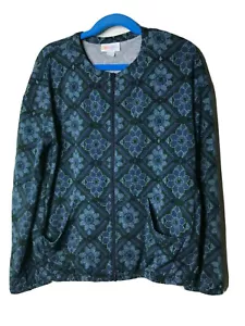 Lularoe Jacke Mädchen Größe 14 Monroe blau grün Blumen Blumen Reißverschluss Taschen gebraucht, in einwandfreiem Zustand - Bild 1 von 10