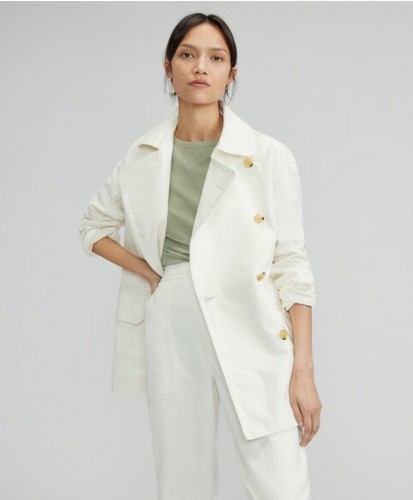 OFF WHITE Giacca EVERLANE capospalla donna cotone biologico spina di pesce M bianco sporco med osso