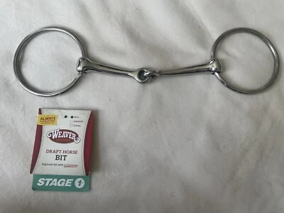 Weaver Draft NP Nickel Plated Ring 6" Snaffle Mouth Bit Bits Horse Tack - Image 1 of 2