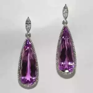 Women Fashion Cubic Zircon Wedding Jewelry 925 Silver Filled Drop Earring Gift - Picture 1 of 2