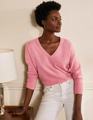 BODEN Cashmere V-neck Relaxed Jumper Formica Pink RRP £120 UK 6  NEW SAMPLE T11 - Image 1 of 4