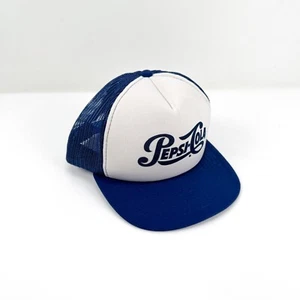 Vintage Pepsi Cola Snapback Trucker Mesh Hat Cap Navy Blue White M/L Retro Logo - Picture 1 of 7