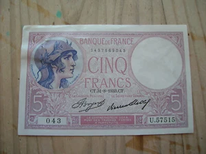 FRANCE BILLET DE 5 FRANCS 31 08 1933  (c64) - Picture 1 of 2