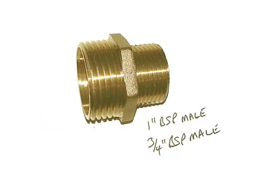 1" BSP to 3/4" BSP Male to Male Reducing Nipple Water Air Fuel Gas - Image 1 of 2