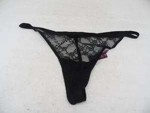 Adore Me Women's Lace Mesh Risque Thong 10970 Black Size 1X - Picture 1 of 3