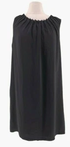 Le Gali Vivi Shift Dress Black Lined Pleated Scoop Sleeveless Zip XL New $159 - Picture 1 of 9