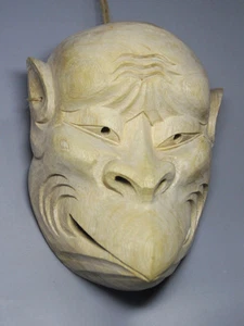 QH023- 20.5x16x 6.6 CM Hand Carved Camphor Wood Japanese Noh Kappa Mask  - Picture 1 of 9