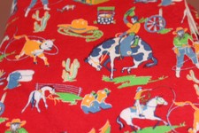     100% COTTON FLANNEL BY THE YARD---42"--WESTERN COWBOY ON RED