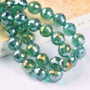 AB Plated Round Disco Ball 6mm 8mm 10mm 12mm 96 Facets Crystal Glass Loose Beads - Picture 1 of 39