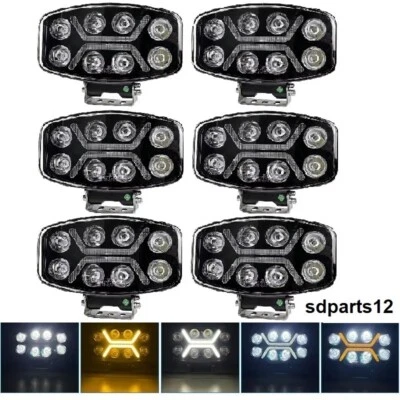 6 Phares de Travail 12V 24V LED 90W Feu Route + Position Blanc Orange Camion E9 - Photo 1/4