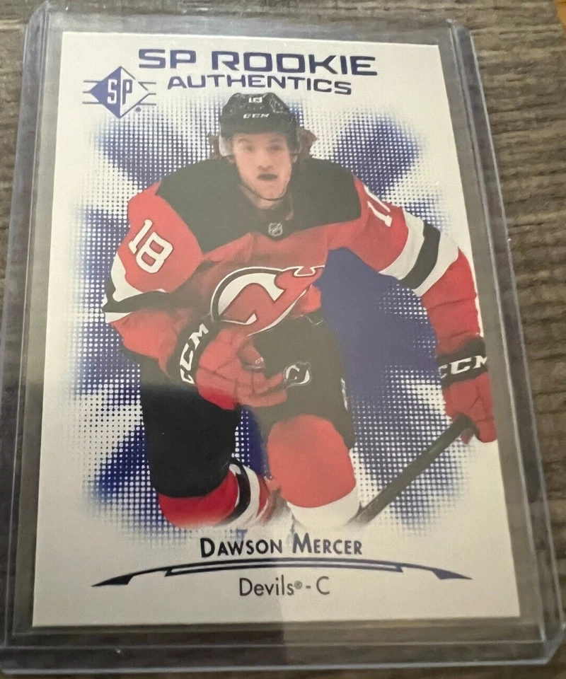 2021/22 UD Sp Hockey Dawson Mercer #106 SP Rookie Authentics Blue! DEVILS - Image 1 of 1