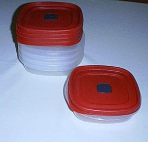 NEW Set of (5) RUBBERMAID 3 Cup EASY FIND Vented Red Lid Food Storage Containers - Picture 1 of 5