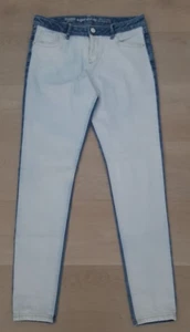Gymboree Girls Super Skinny White Blue Denim Jeans Size 14 Y2K Adjustable Waist - Picture 1 of 21