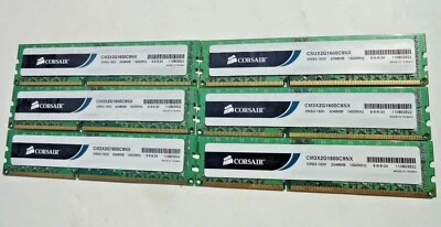 12GB Corsair XMS3 DDR3 1600 MEMORY (6X 2GB ) 9-9-9-24 RAM CM3X2G1600C9NX - Image 1 of 4