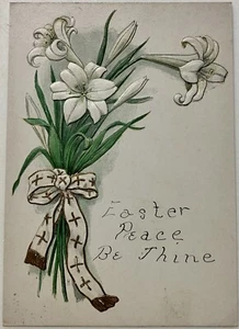 Antigua postal de Pascua en relieve de principios de 1900 con sello y correspondencia. R044 - Imagen 1 de 4