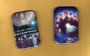 STAR TREK ENTERPRISE 2 MAGNETS OR BUTTONS, PINBACK 2"X3" W/ ROUNDED CORNER - Picture 1 of 5
