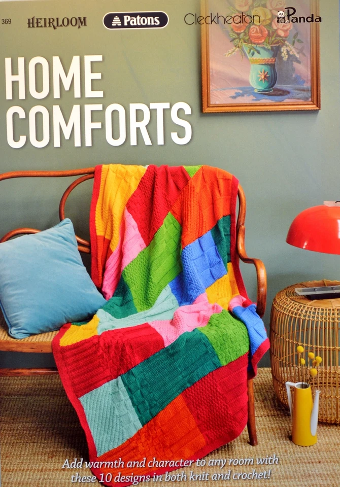 Home Comforts 10 Throws to Knit and Crochet in 8 ply Patons, Cleckheaton - Image 1 of 2